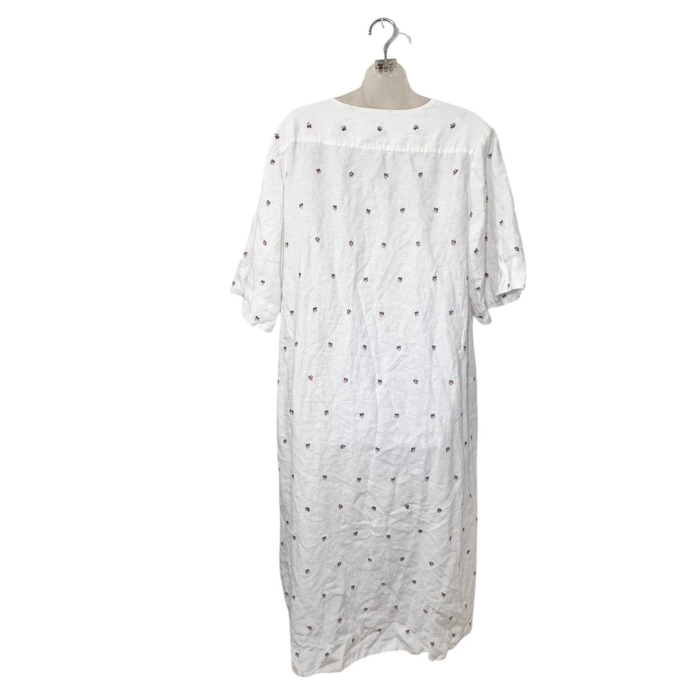 Deiji Studios Rose Dress White Linen Midi Dress Minimalist Oversized Relaxed M/L - Picture 7 of 9